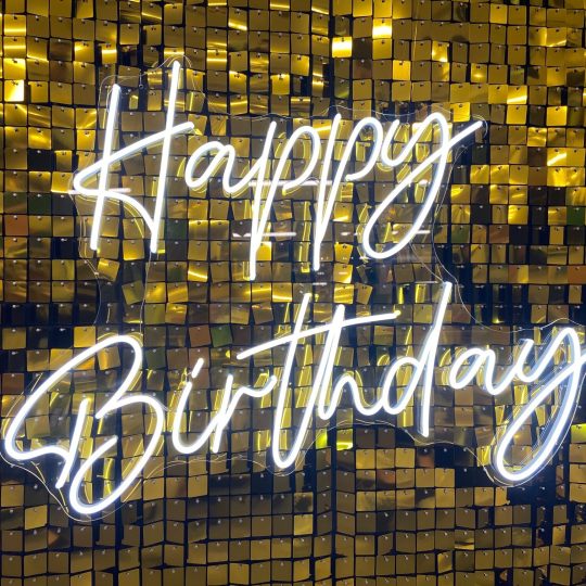 Neon White Sign (LED)  - Happy Birthday