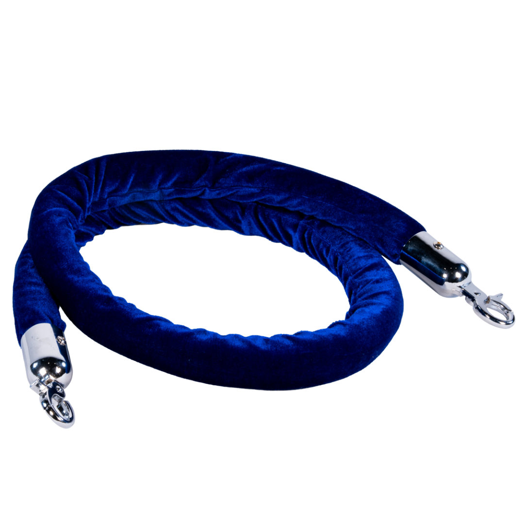 1.5m Velvet Rope (Blue/Chrome)