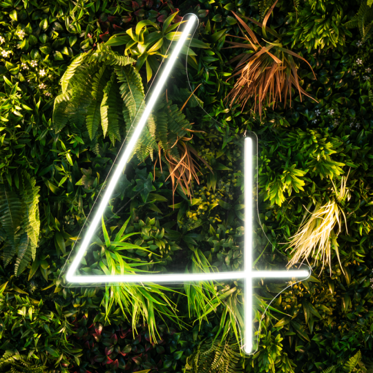 Neon White Sign (LED)  - '4'