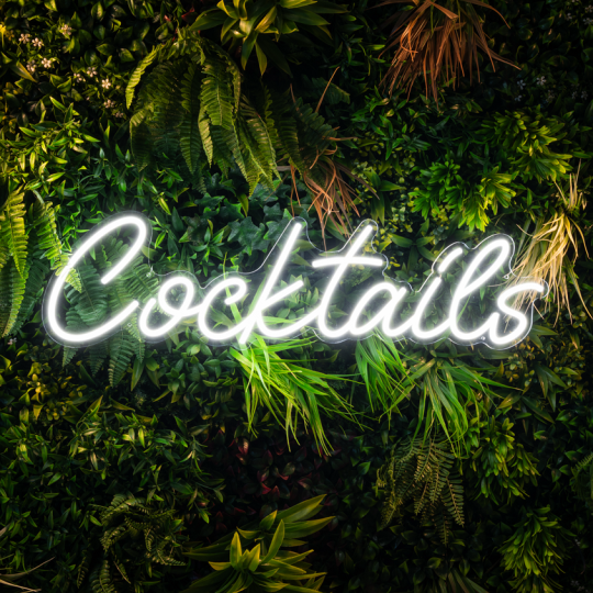 Neon White Sign (LED)  - 'COCKTAILS'