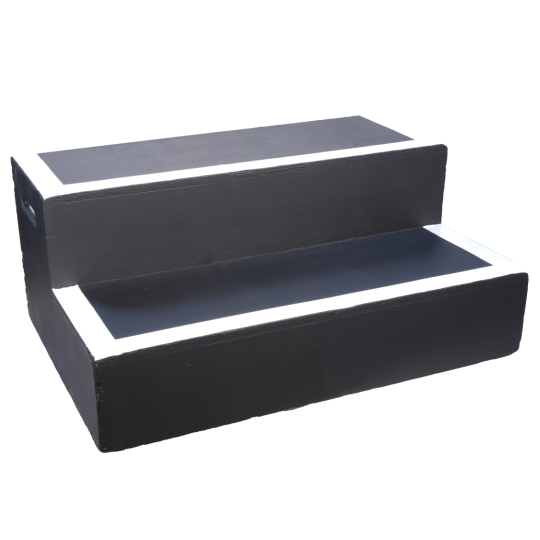 2 Tread (Black) Painted Stage Steps 380mm Inc. Hand Holds