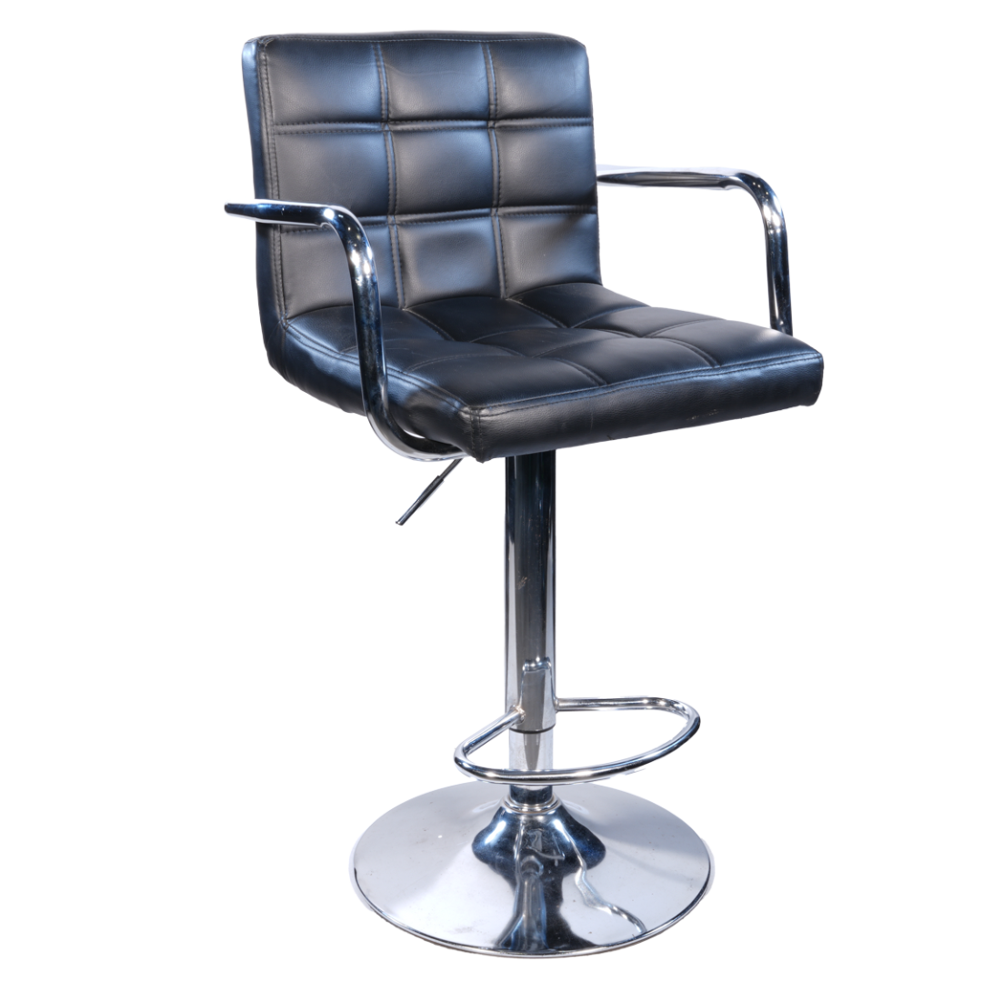 Executive Bar Stool, Black (Grid Lines & Arm Rests)