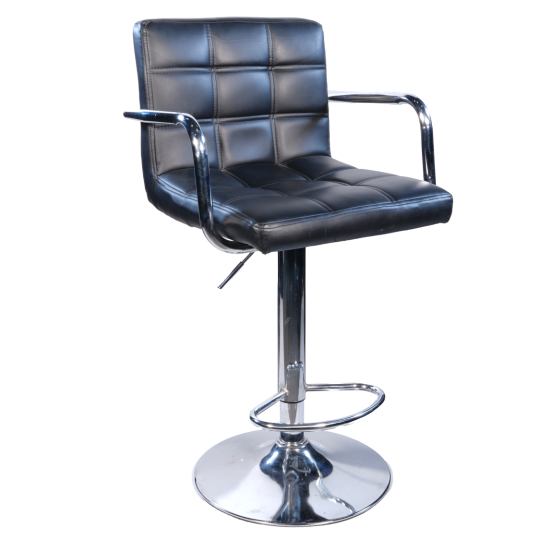 Executive Bar Stool, Black (Grid Lines & Arm Rests)