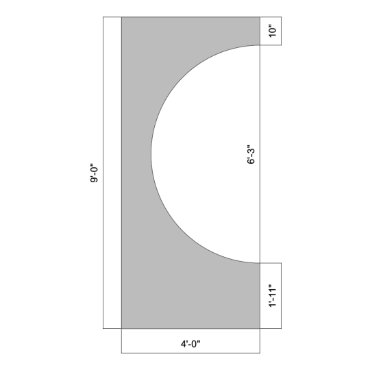 Flat 09' x 04' Circle Cut Out (Left)