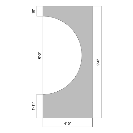Flat 09' x 04' Circle Cut Out (Right)