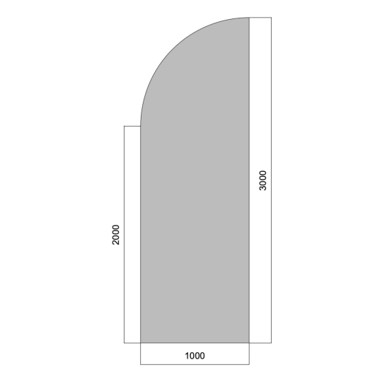 Flat Top Curve 03m (Curved Down To The Left)
