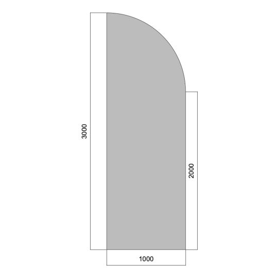 Flat Top Curve 03m (Curved Down To The Right)